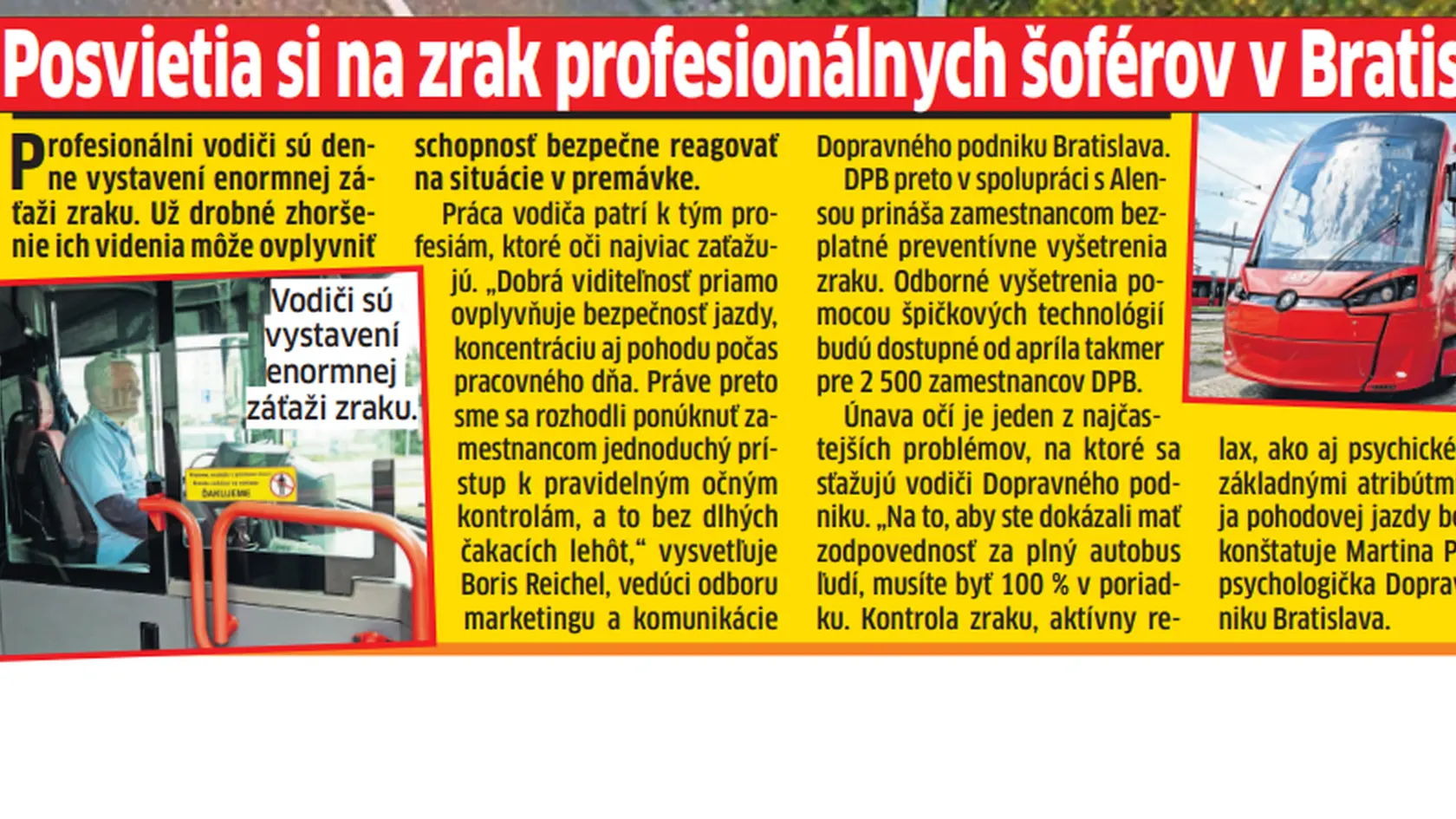 Profesionálni šoféri budú mať vyšetrenie zraku zadarmo. 