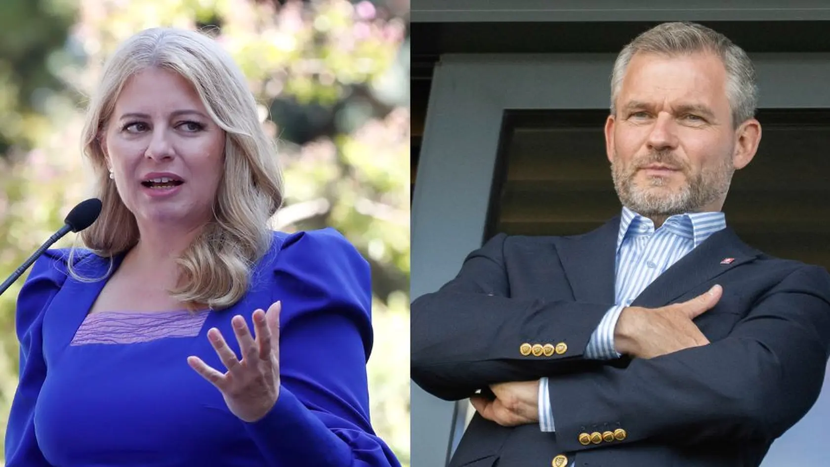 Na kombosnímke zľava bývalá hlava štátu Zuzana Čaputová a súčasný prezident Slovenskej republiky Peter Pellegrini.