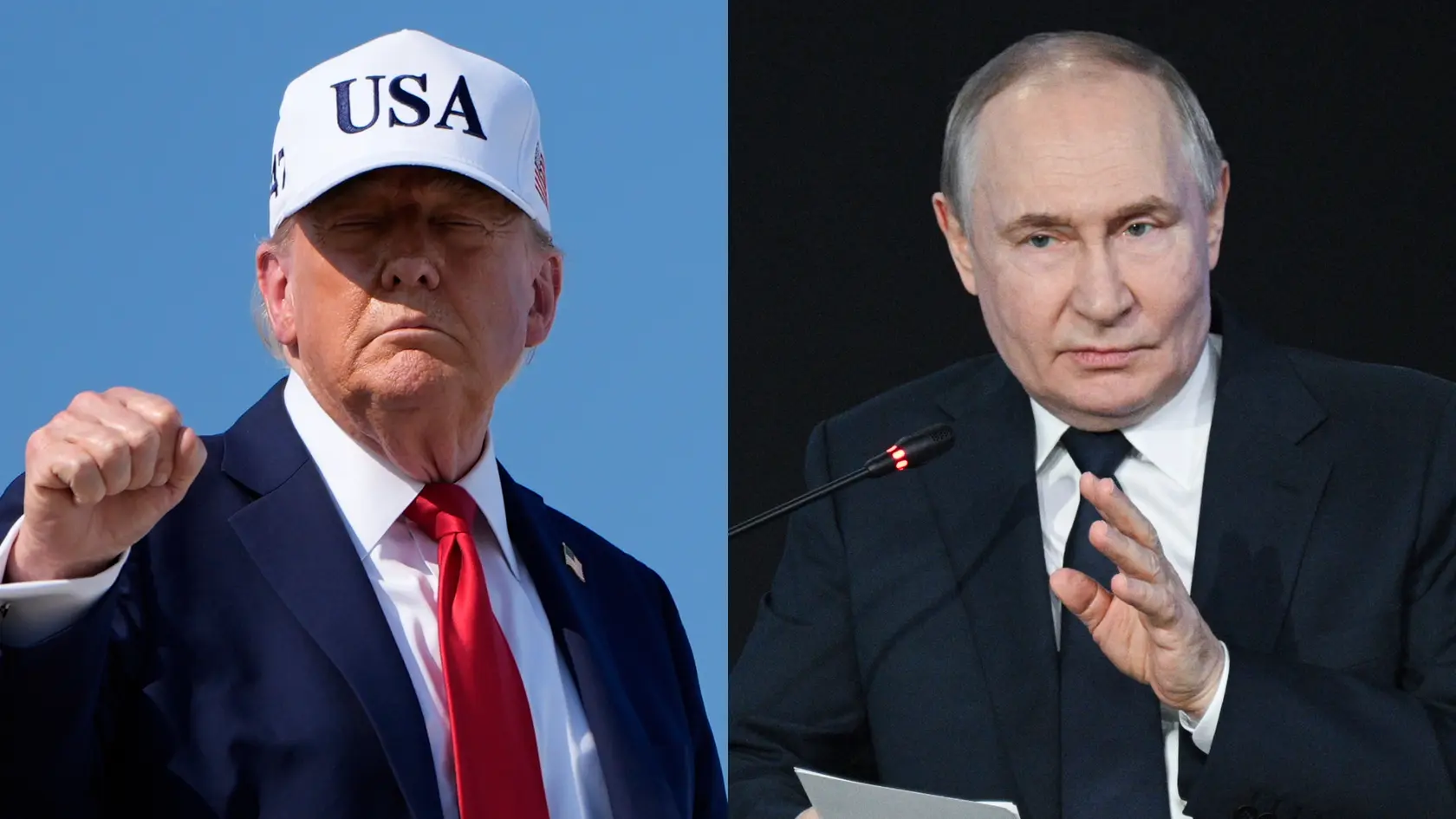 Na snímke prezident USA Donald Trump a ruský prezident Vladimir Putin.