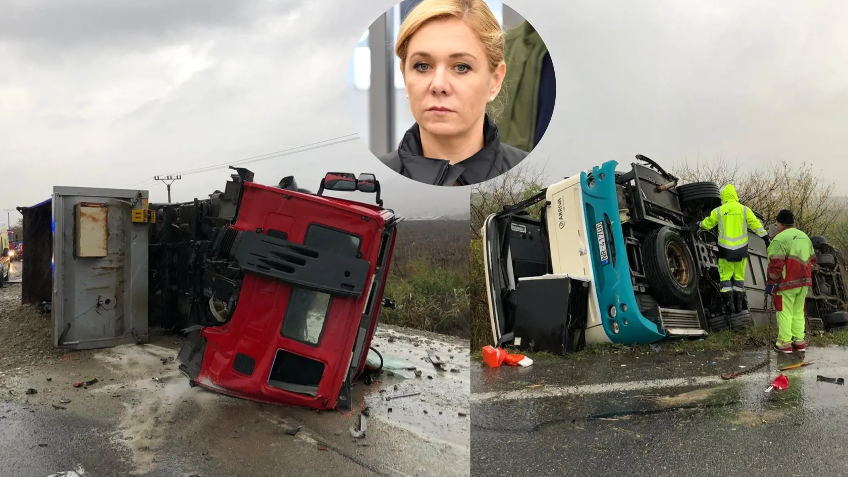 Denisa Saková na mieste nehody.