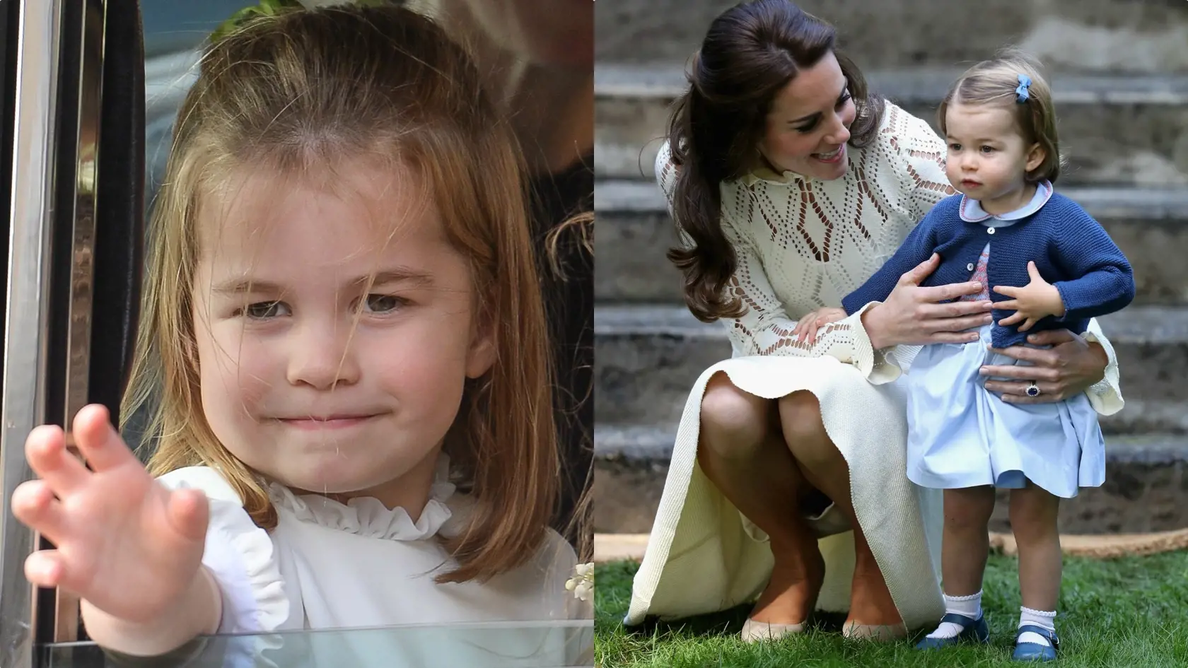 Princezná Charlotte (vľavo) a jej mama, vojvodkyňa Kate (vpravo).