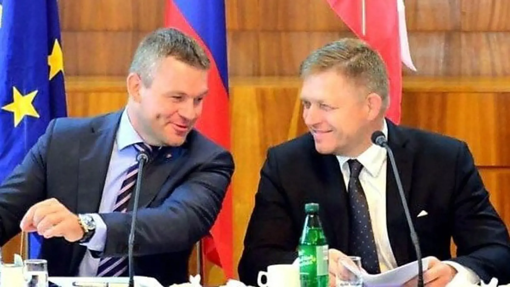 Predseda strany Hlas Peter Pellegrini a šéf Smeru Robert Fico.
