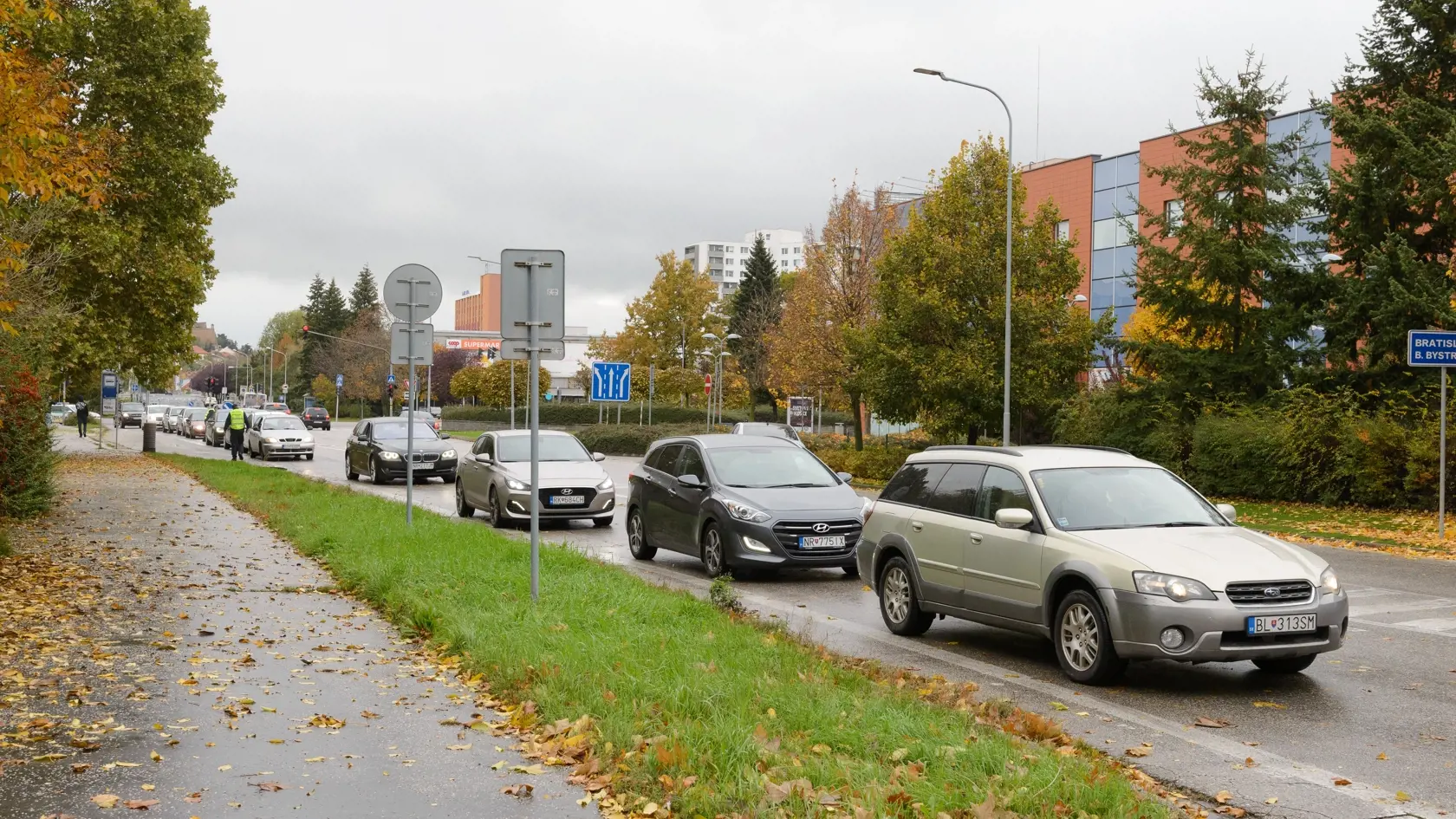 Na Slovensku sa začalo celoplošné testovanie na ochorenie COVID-19. Testovať sa bude od soboty 31. októbra do nedele 1. novembra. Vytvorených má byť viac ako 5000 odberných miest a 4901 odberných tímov. Na snímke autá čakajúce na odberné miesto na výstavisku Agrokomplex v Nitre 31. októbra 2020. FOTO TASR - Henrich Mišovič