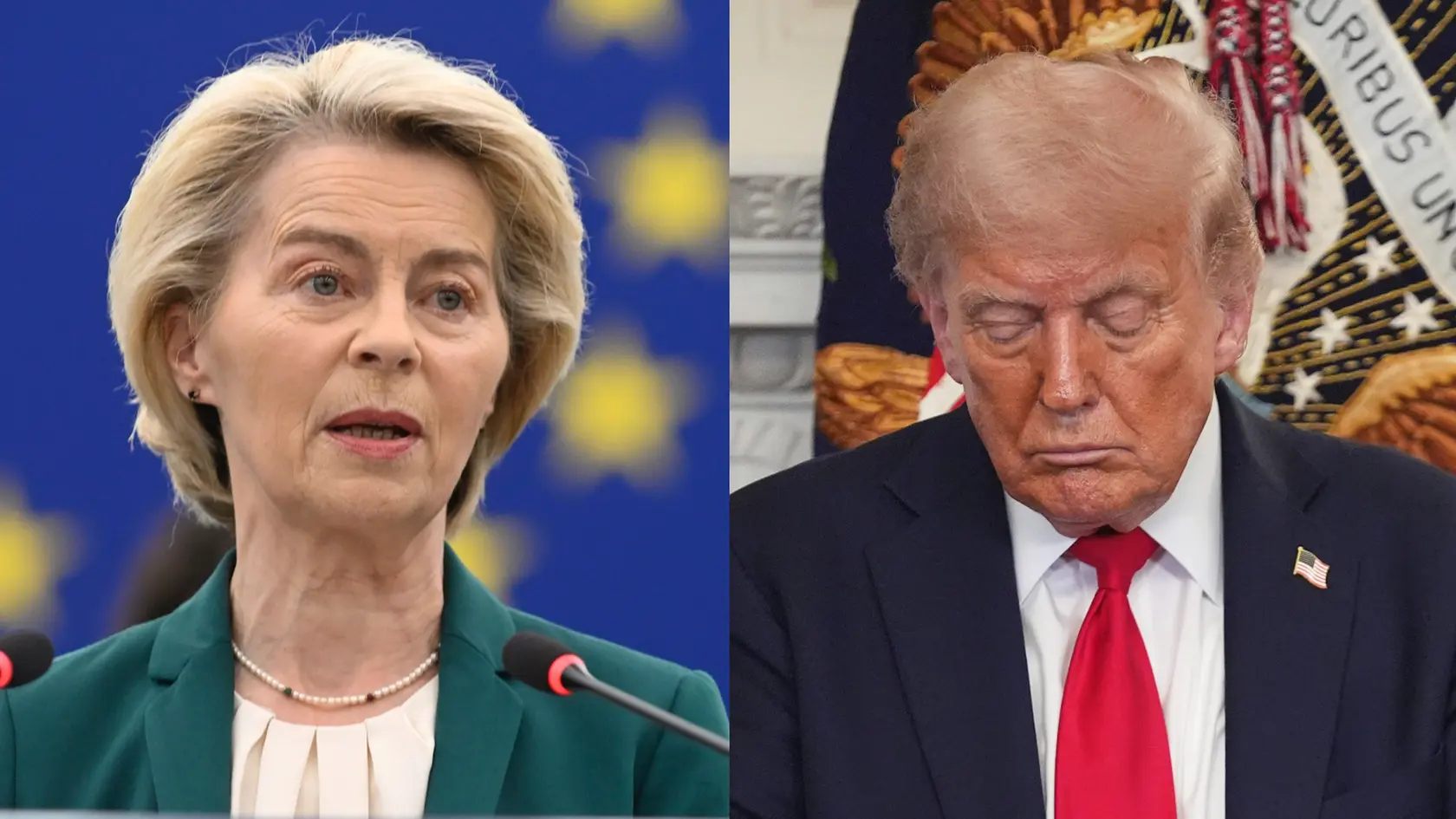 Na snímke Ursula von der Leyen a Donald Trump.