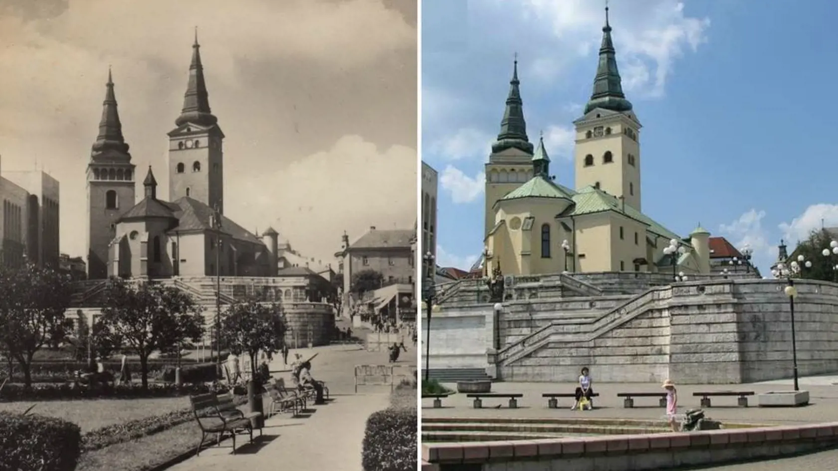 Mesto Žilina v roku 1937 a dnes. 