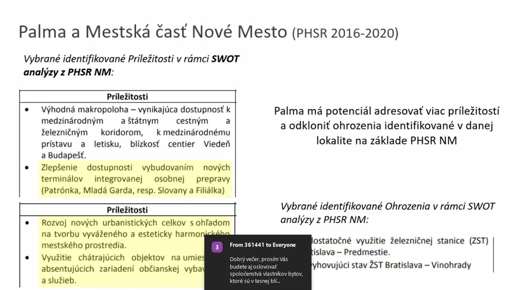 Takto Bratislavské Nové Mesto vo štvrtok online predstavilo svoje zámery s areálom Palmy a obyvatelia mohli klásť online otázky.