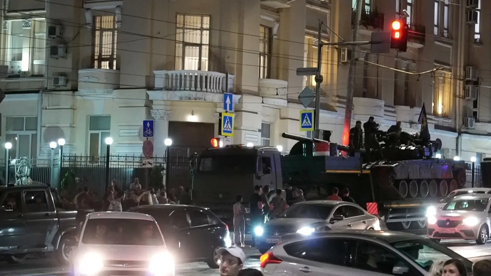 Žoldnieri zo súkromnej Vagnerovej skupiny pod vedením Jevgenija Prigožina po obsadení ruského mesta Rostov nad Donom 24. júna 2023.