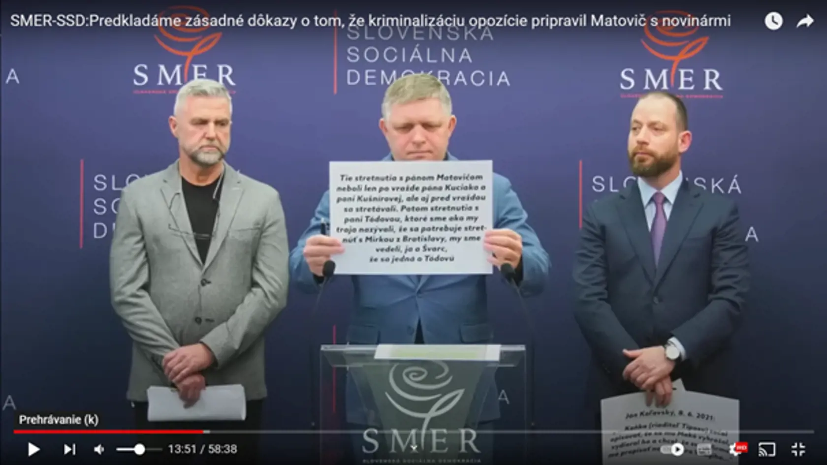 Výpovede bývalých policajtov Švarca a Košču dokazujú podľa Roberta Fica prípravu kriminalizácie opozície už pred rokom 2020.