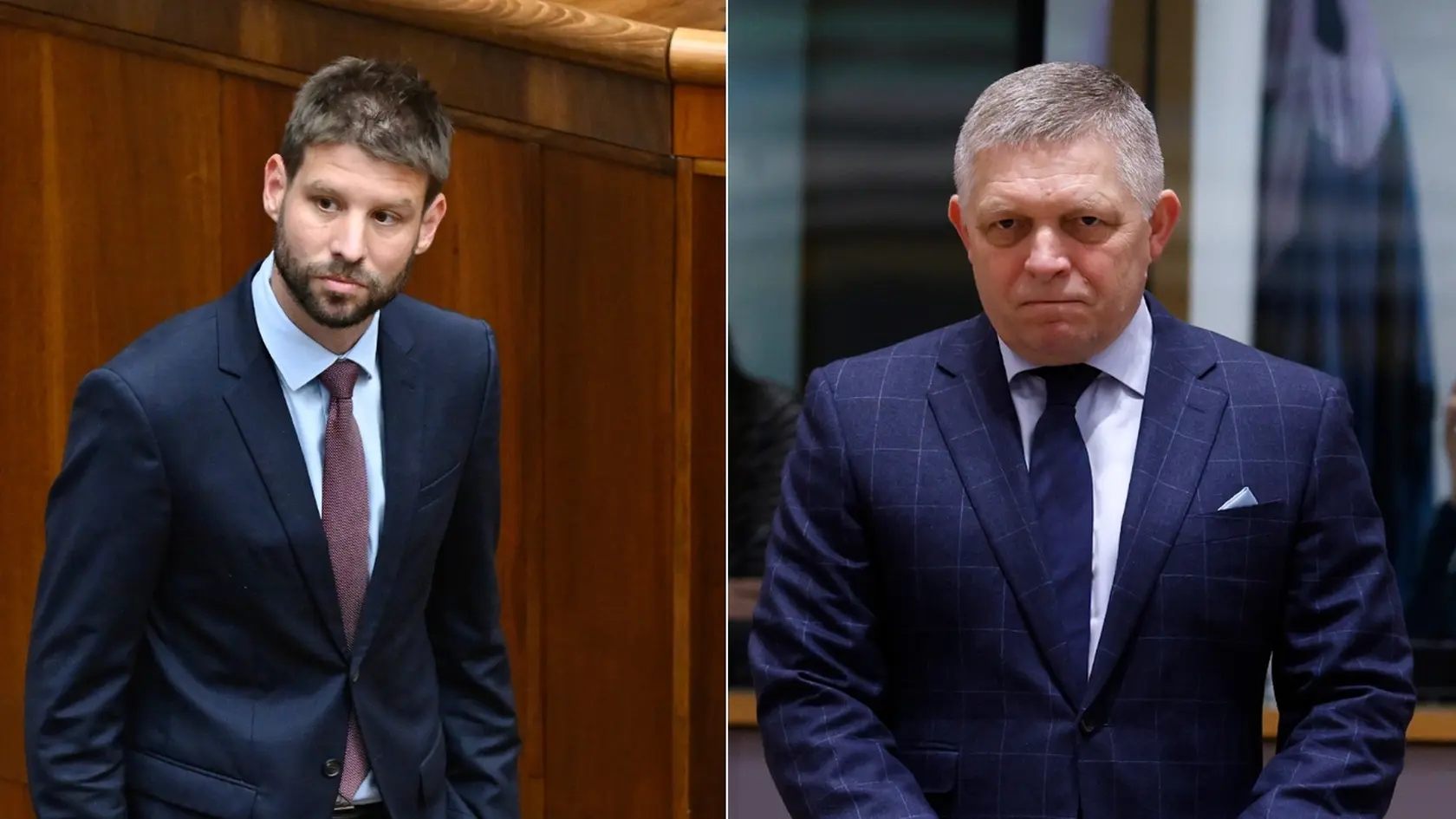 Michal Šimečka a premiér Robert Fico.