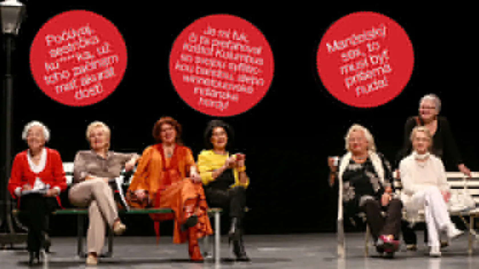 Zľava Eva Landlová, Libuša Trutzová,  Milka Zimková, Zuzana Kocúriková,  Maja Velšicová, Eva Mária Chalupová  a Ida Rapaičová: Ako poviete, pán režisér...