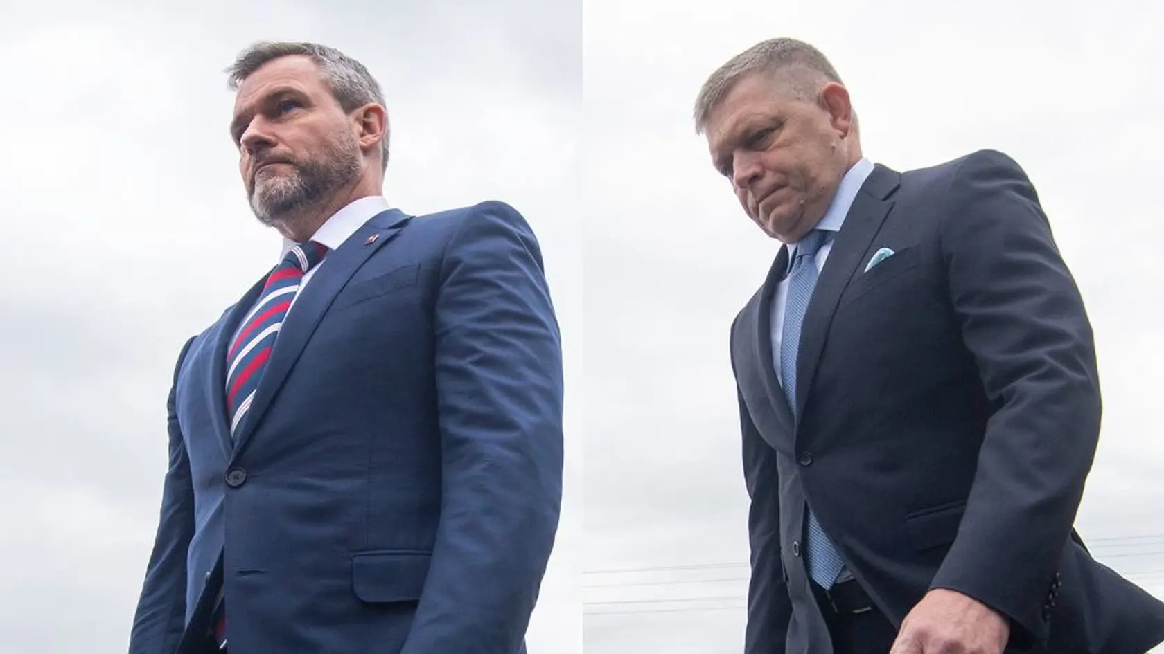 Na kombosnímke zľava prezident Peter Pellegrini a premiér Robert Fico (Smer).