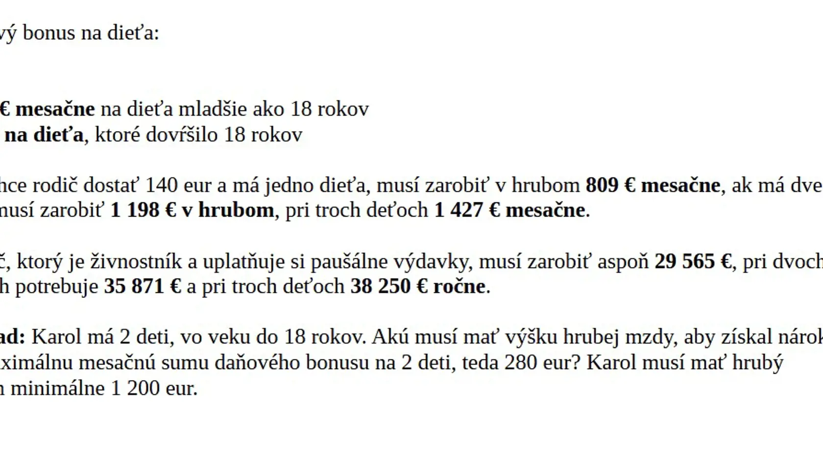 Daňový bonus na dieťa. Aké su jeho sumy?