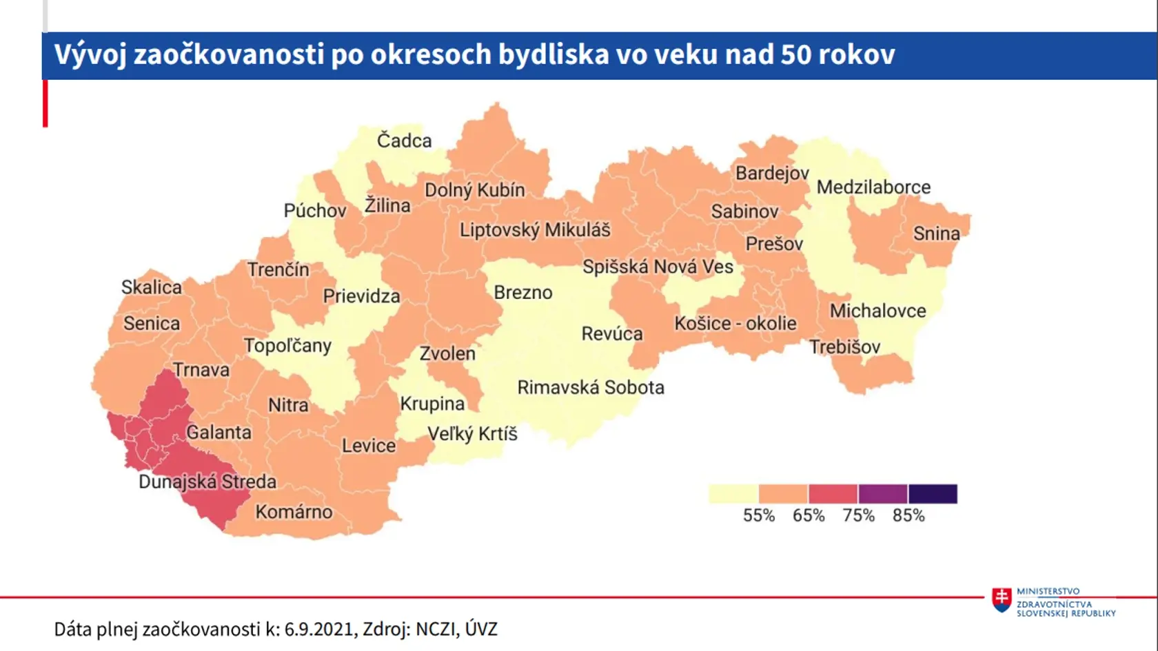 Najviac zaočkovaná je Bratislava.