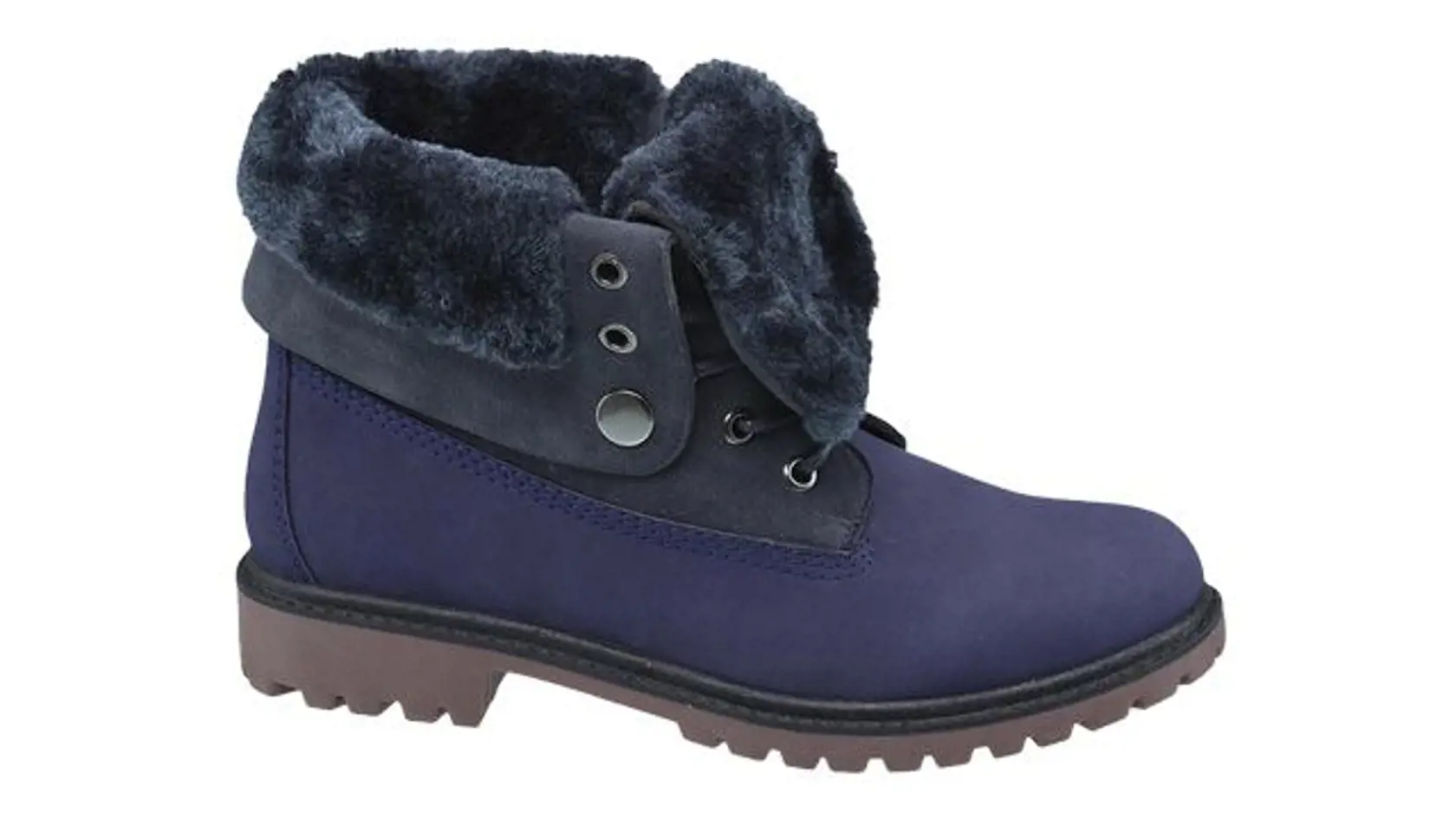 Tmavomodrá šnurovacia obuv s umelou kožušinou, Deichmann, 29,90 €