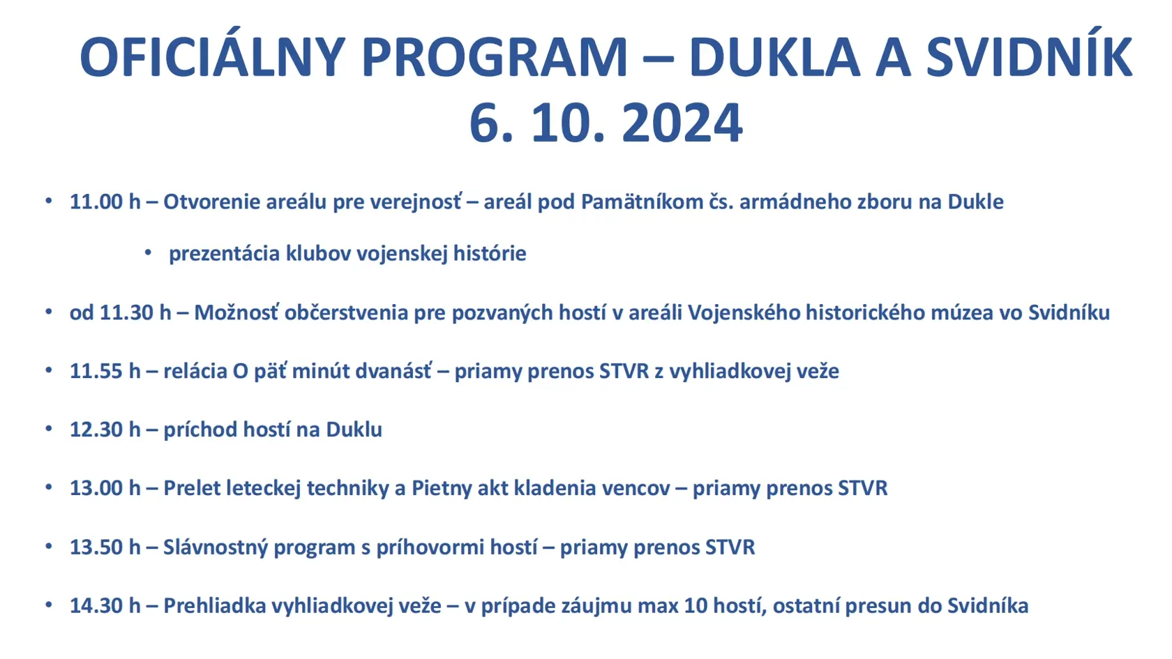 Uniknutý dokument o programe a organizačných pokynoch k oslavám 80. výročia Karpatsko-duklianskej operácie na Dukle 6. októbra 2024.