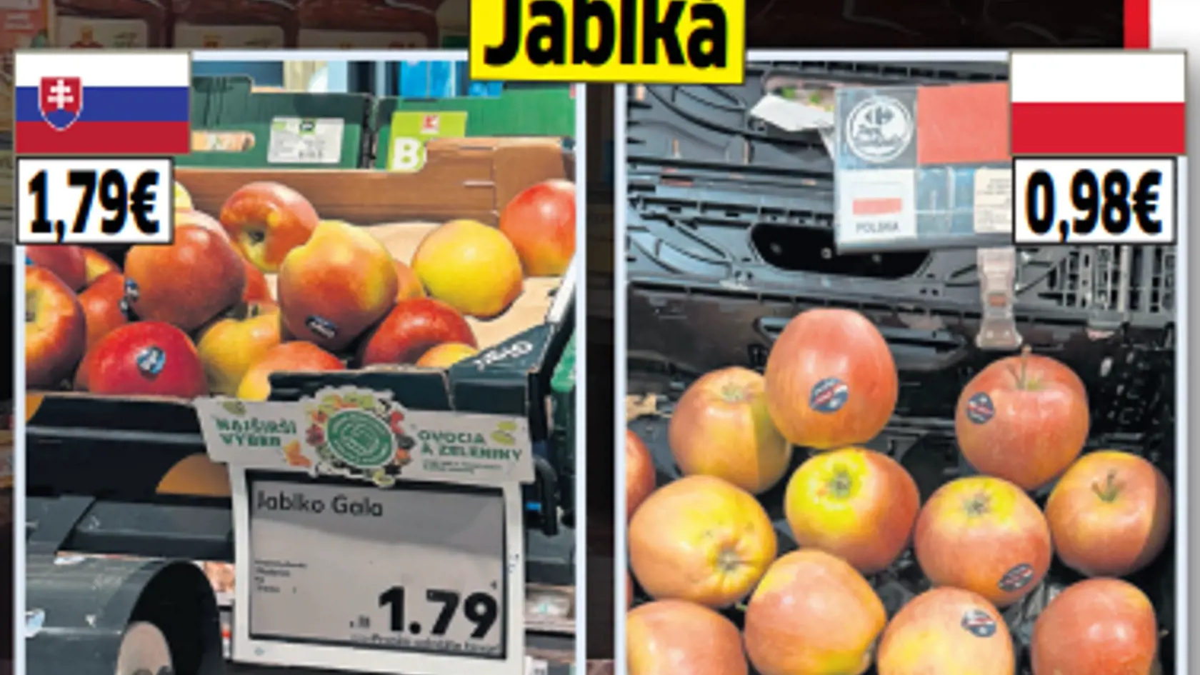 Jablká sú v Poľsku skoro o polovicu lacnejšie.