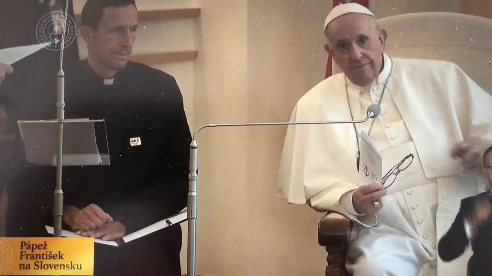 Pápež František počas svojho príhovoru na Slovensku.