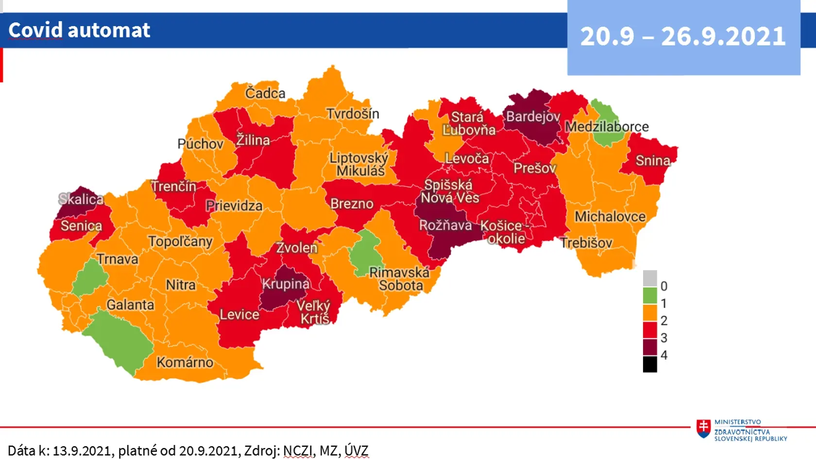 Štyri okresy už budú bordové.