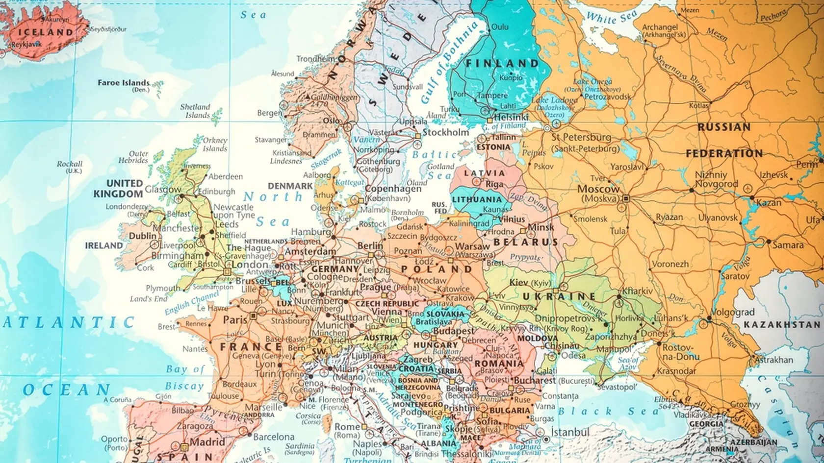 High detailed political map of Europe
