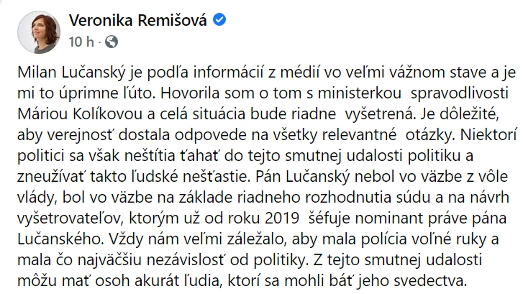 Reakcie politikov na pokus o samovraždu Milana Lučanského.