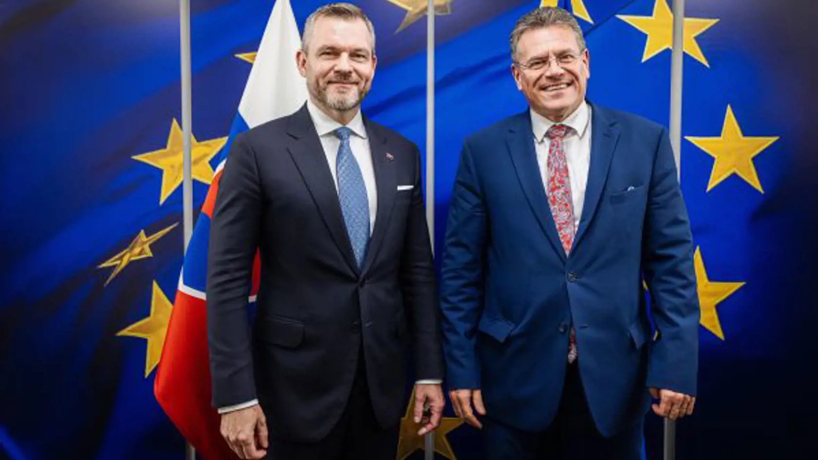 Peter Pellegrini a Maroš Šefčovič, potvrdený eurokomisár v ďalšom funkčnom období.