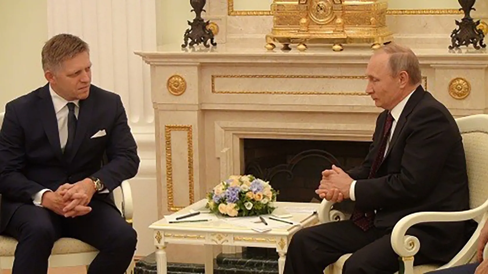 Premiér Robert Fico na stretnutí s ruským prezidentom Vladimírom Putinom.