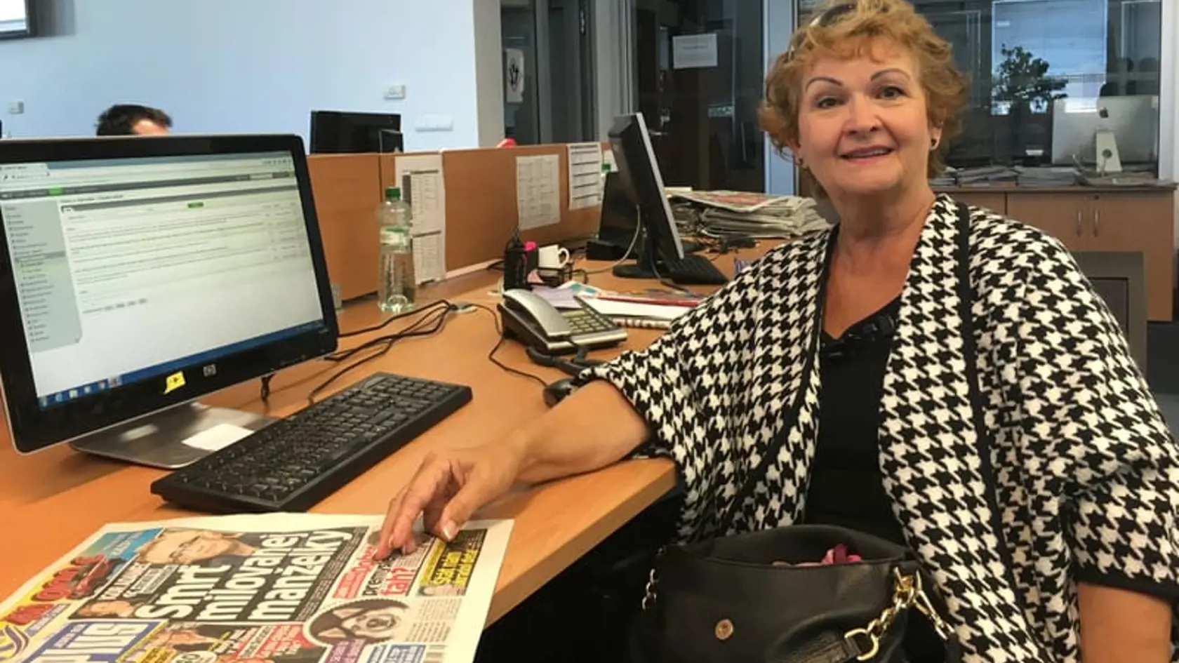Gizka Oňová počas ONLINE rozhovoru v redakcii Pluska.sk.