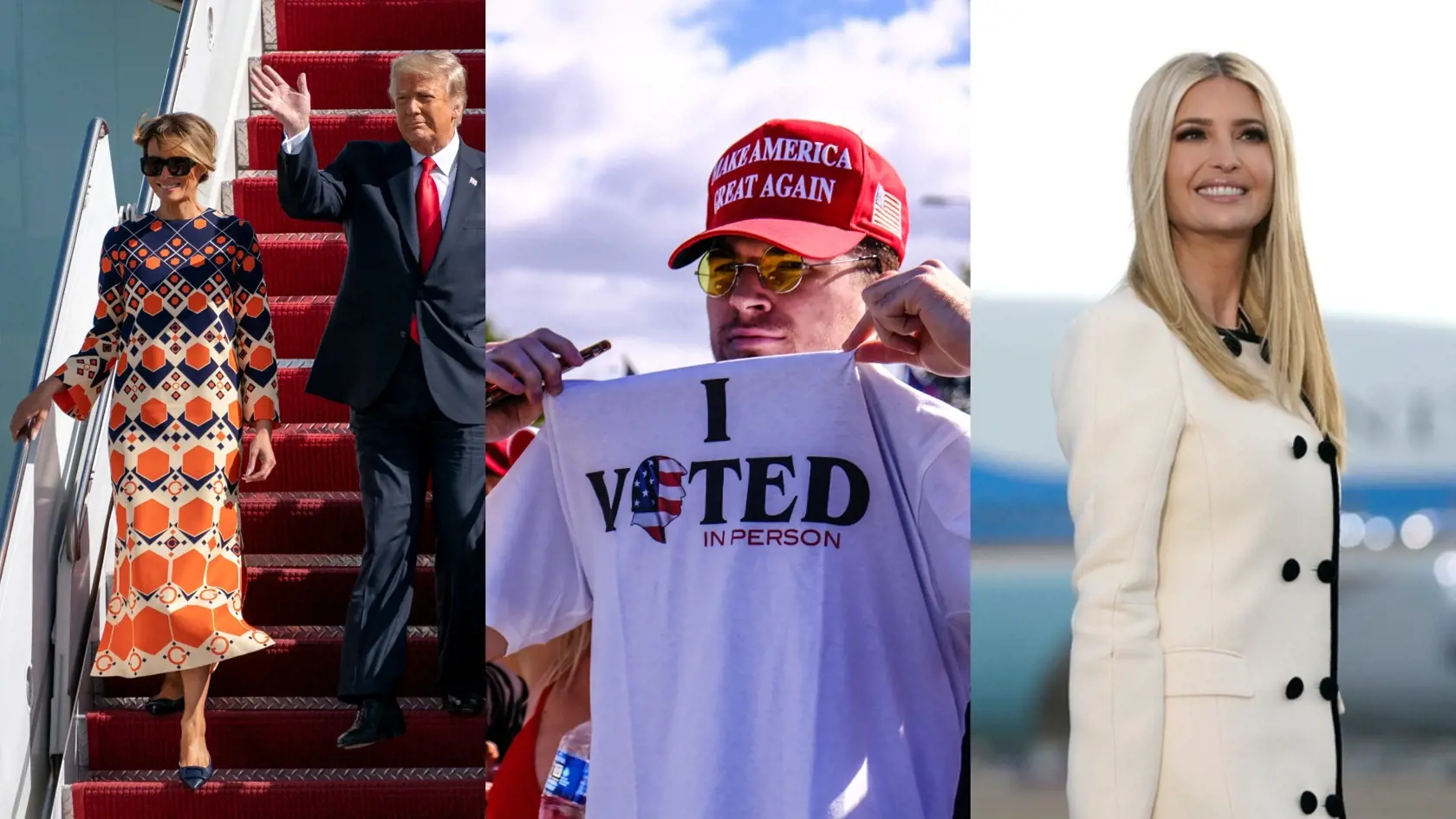 Bývalý prezidentský pár odletel v stredu z vojenskej základne Joint Base Andrews v Marylande, kde sa Trump naposledy prihovoril Američanom ako ich líder. Prítomná bola celá rodina – očarujúca, ale plačúca Ivanka (39), jej manžel Jared, čerstvo zasnúbená Tiffany (27) a aj bratia Don Jr.  (43) a Eric (37).