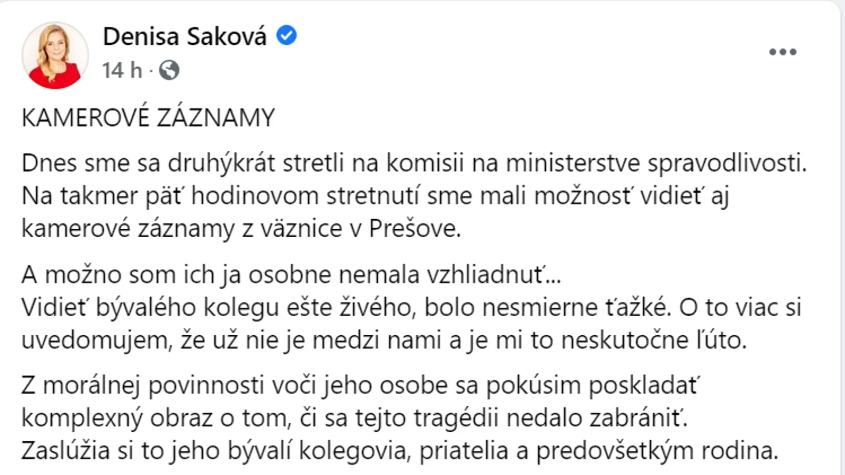 Dojímavý status Denisy Sakovej.