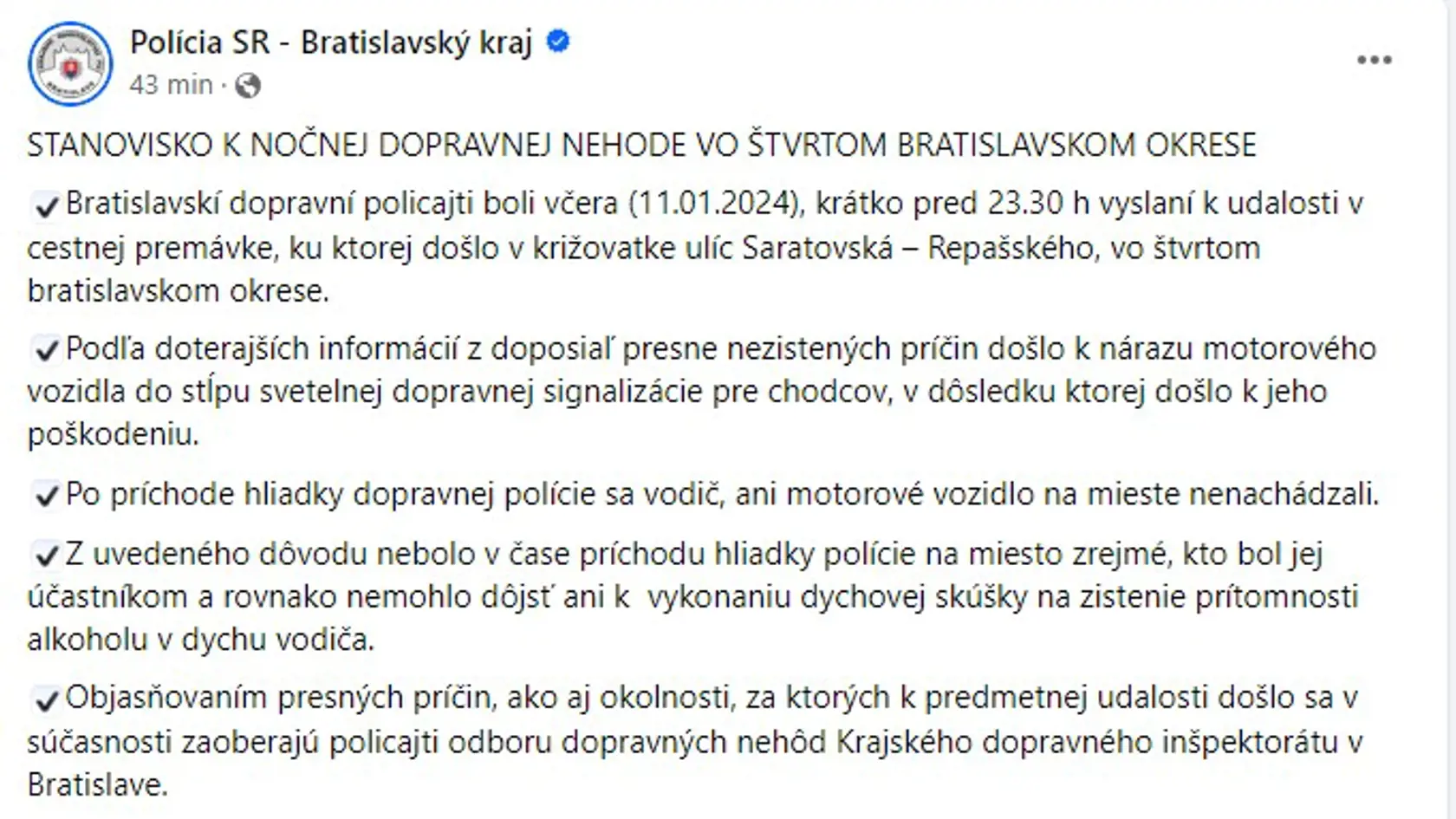 Stanovisko polície k nočnej nehode Andreja Danka