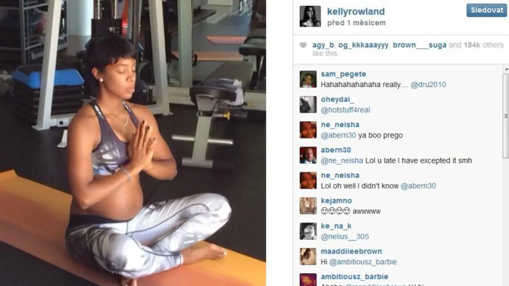 Kelly Rowland oddychuje pri jóge.