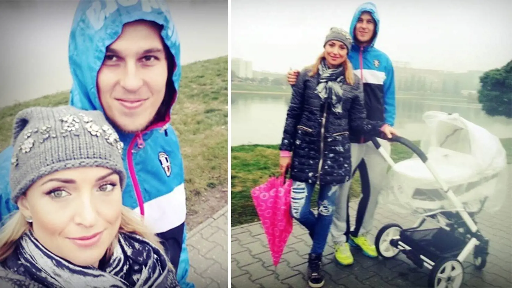 Simona Simanová a Lukáš Lacko na prechádzke so synčekom Lucasom.