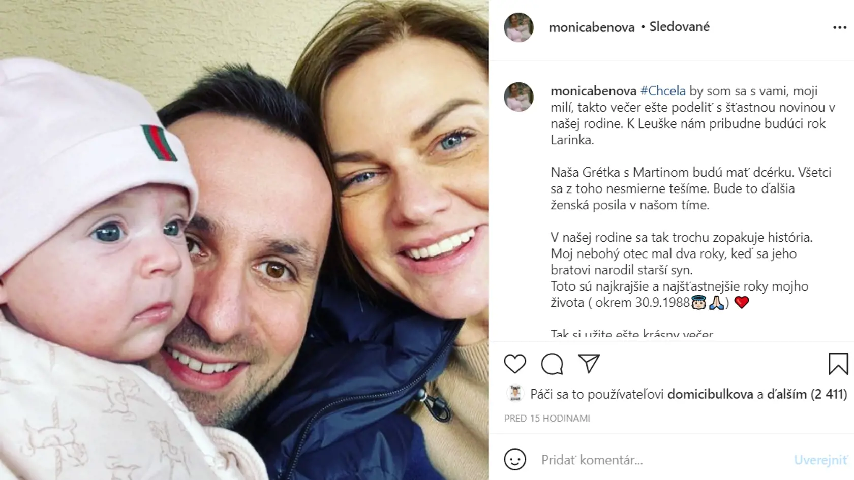 Monika Beňová bude babkou...