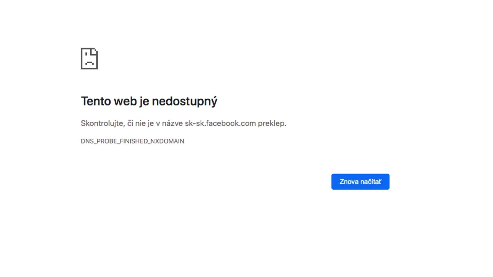 Facebook je nedostupný, na stránku sa cez počítač nedostanete.