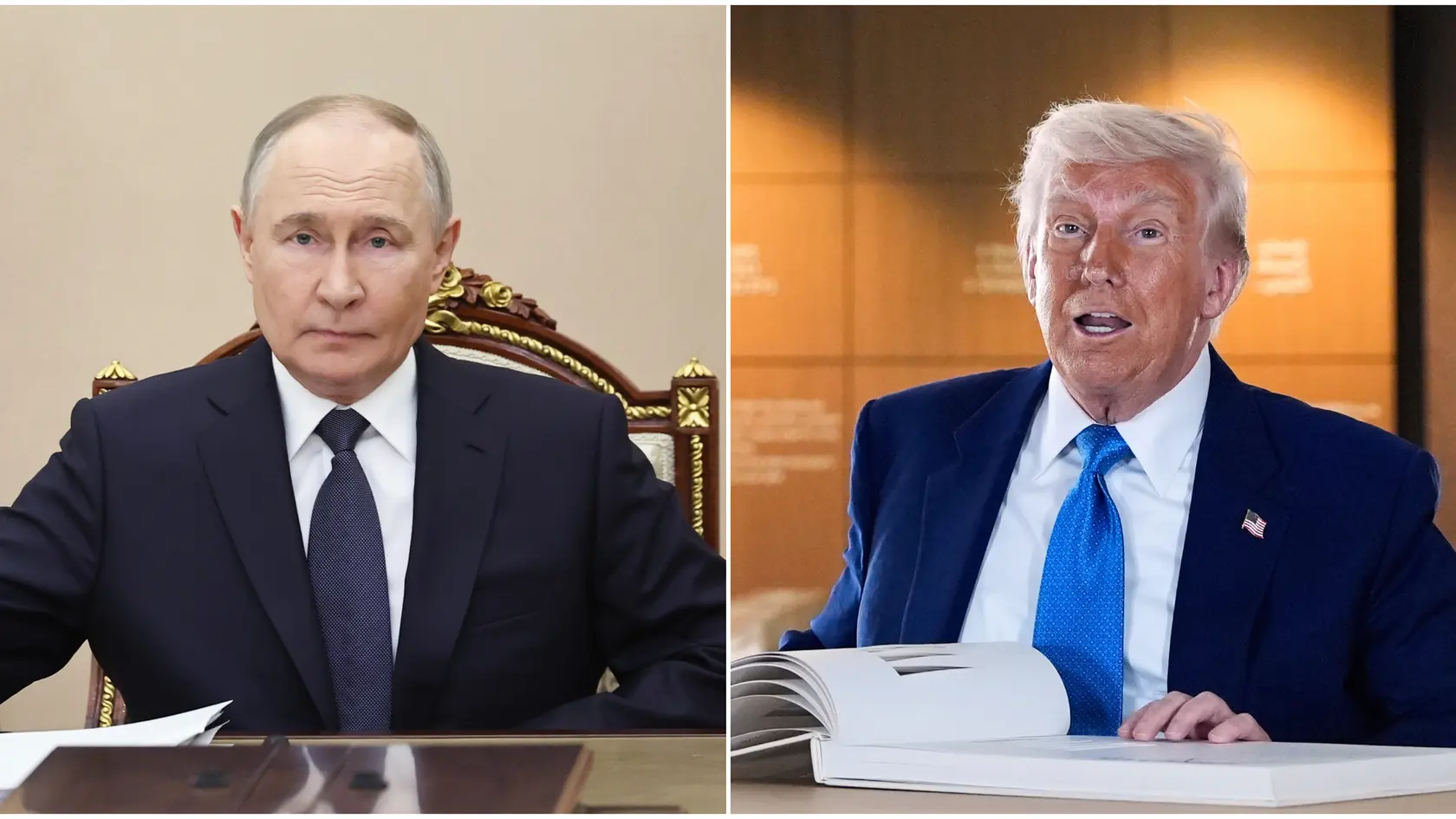 Na snímke Vladimir Putin a Donald Trump.