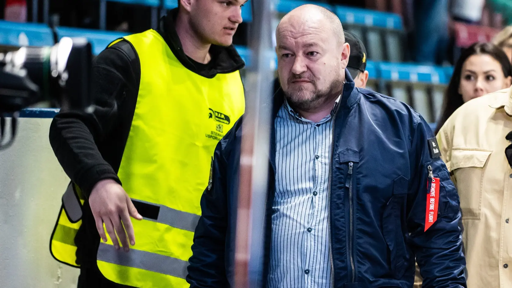 Hokejový zápas finále play off Tipos extraligy medzi HK Nitra - HC Košice. Na snímke Minister cestovného ruchu a športu Rudolf Huliak.