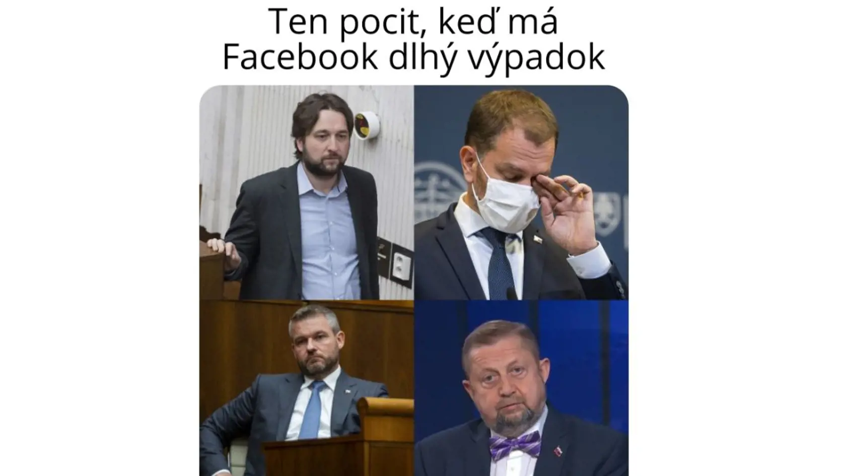 Počas týždňa bol na niekoľko hodín odstavený Facebook, z čoho vraj boli smutní niektorí politici, ktorí ho najviac využívajú. Na sociálnych sieťach často komunikuje Ľuboš Blaha zo Smeru, minister financií Igor Matovič, šéf hlasu Peter Pellegrini a bývalý predseda Najvyššieho súdu Štefan Harabin.
