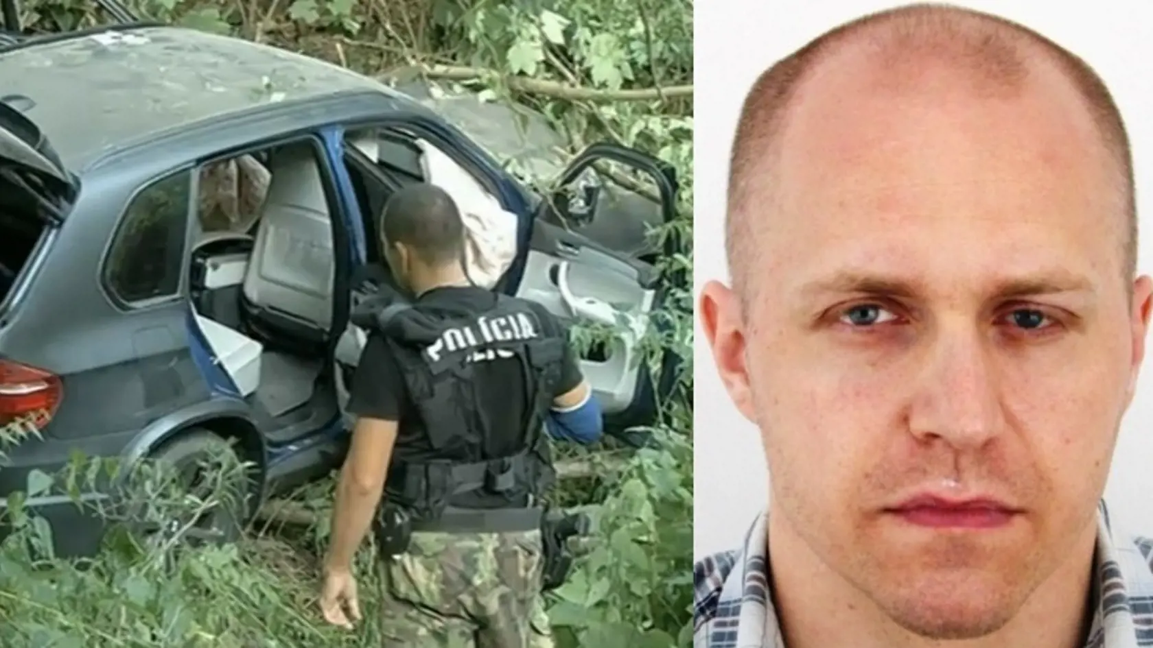 Havarované BMW: Róbert Nigut (vpravo) vraj sedel na sedadle spolujazdca, kde našli stopy jeho DNA.