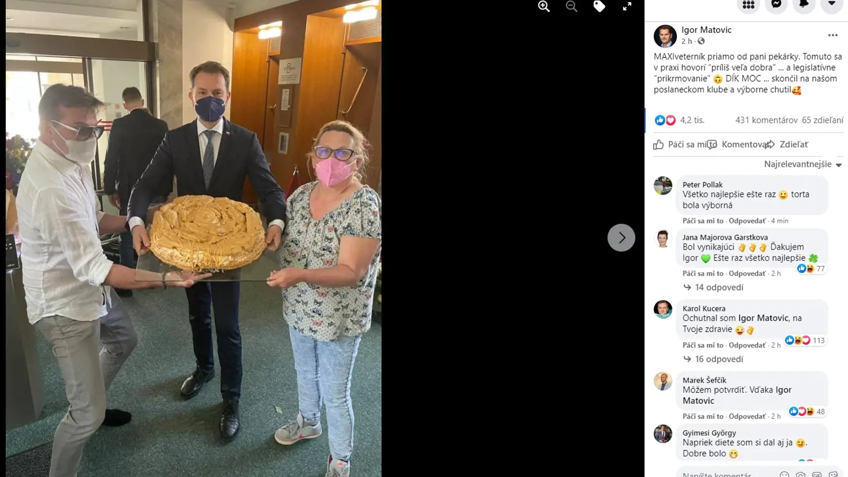 Igor Matovič dostal na narodeniny priania od kolegov aj kvety a torty od priaznivcov.