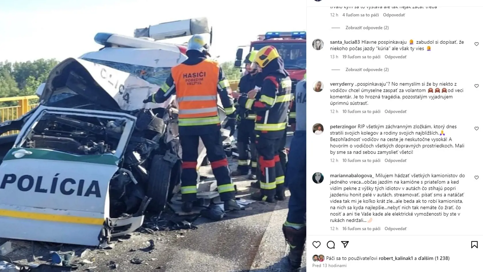 „Obrovské nešťastie. Chcem vyjadriť úprimnú sústrasť rodinám ktoré prišli o svojich blízkych kde vykonávali svoje služobné povinnosti. Toto je bežný jav, že sa kamionisti nevenujú vedeniu vozidla, ale ČÍTAJÚ knihu, POZERAJÚ VIDEO či film, PÍŠU smsky alebo POOSPINKÁVAJÚ. Niečo hrozné a potom to ma fatálne následky. Je mi nesmierne ľúto rodín, kde sa dnes už svojich nedočkajú…" - reagoval bývalý šéf parlamentu na smrteľnú nehodu pri Hornej Strede. Komentujúci ľudia mu za jeho reakciu naložili.