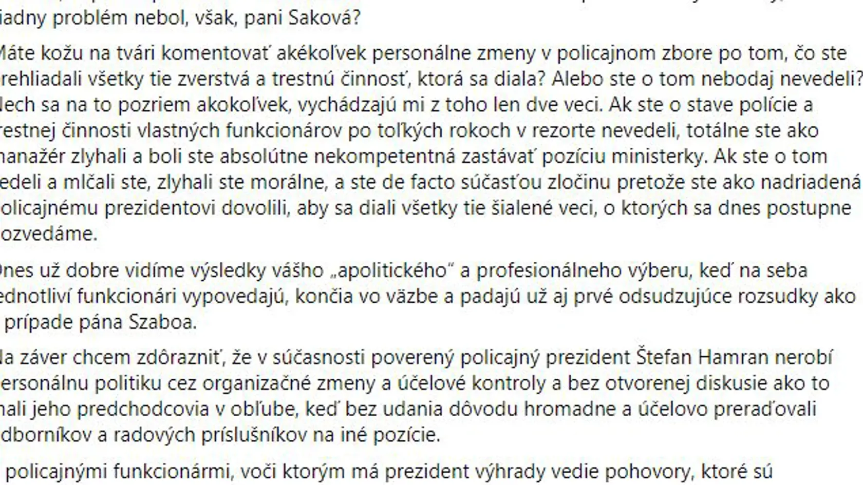 Status Romana Mikulca k slovám Denisy Sakovej – časť 2/3.