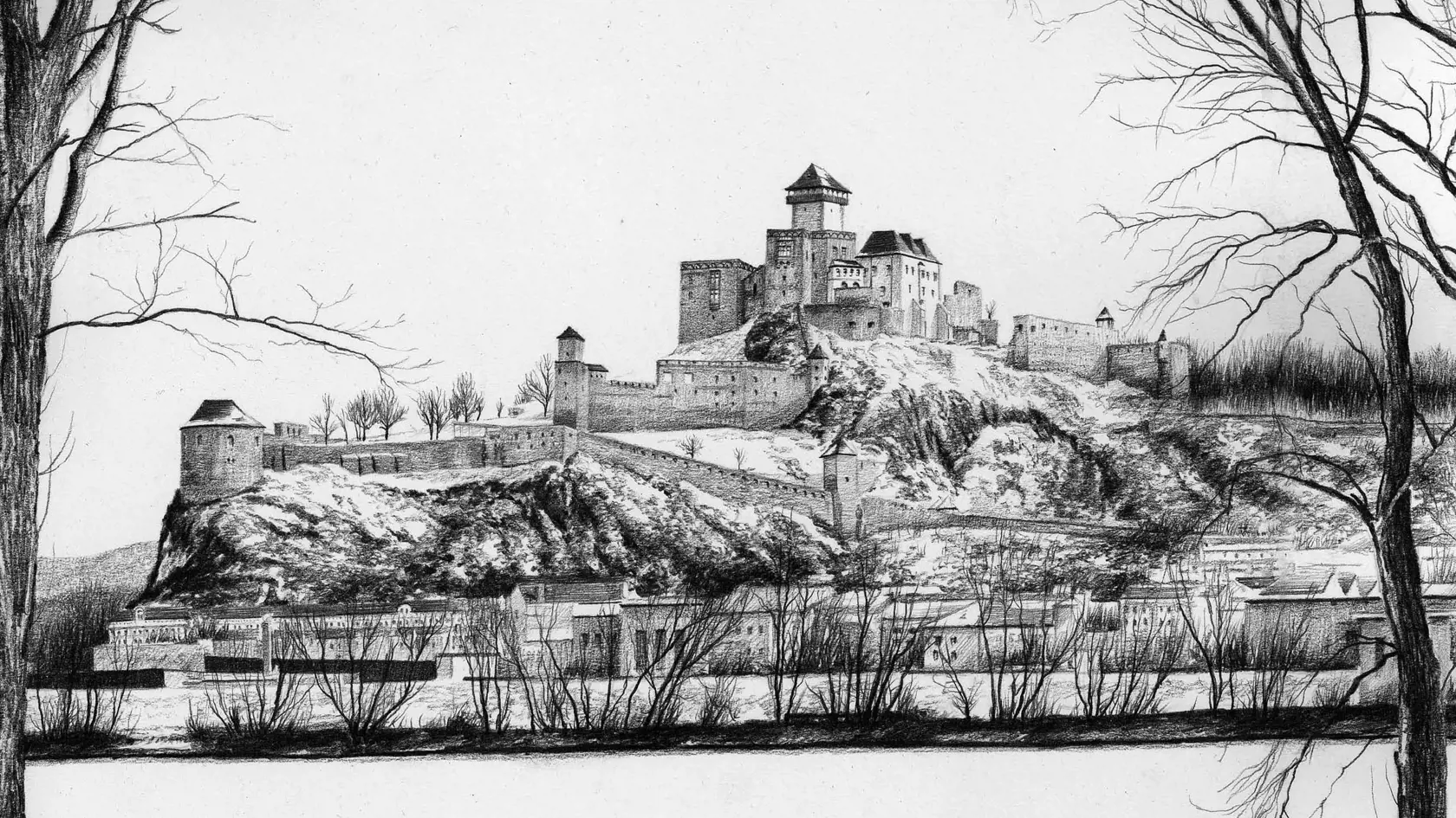 Trenčiansky hrad v zime.