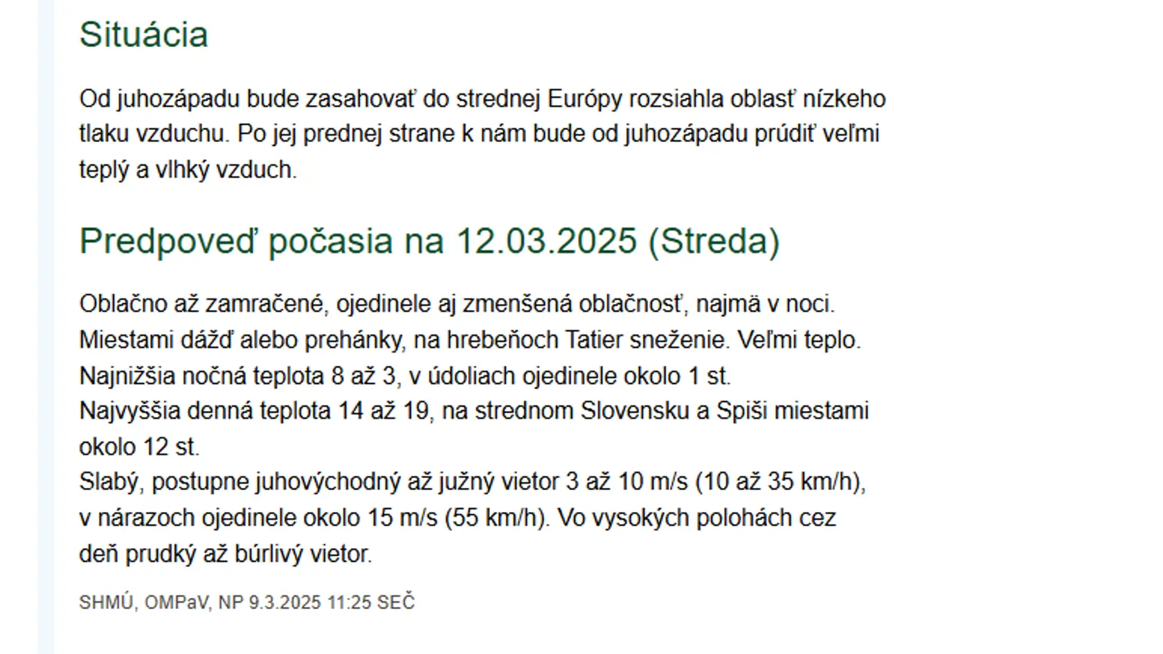 Predpoveď SHMÚ: Aké bude počasie počas najbližších dní?