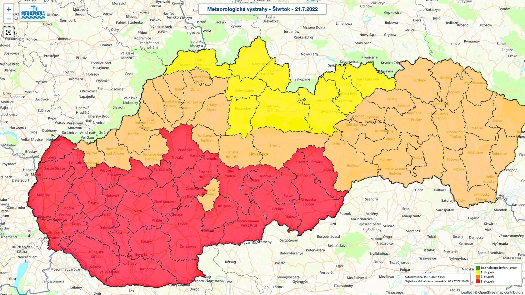 Vo štvrtok platili výstrahy pred vysokými horúčavami na celom Slovensku.