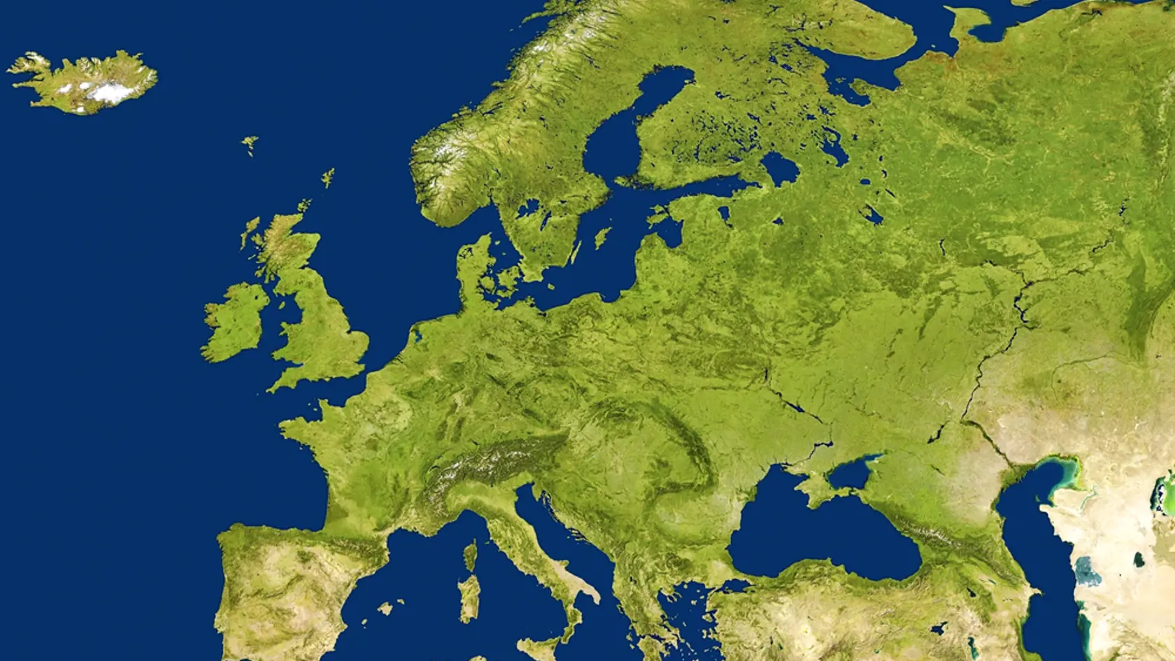 Europe,Map,In,Satellite,Picture,,Flat,View,Of,European,Part