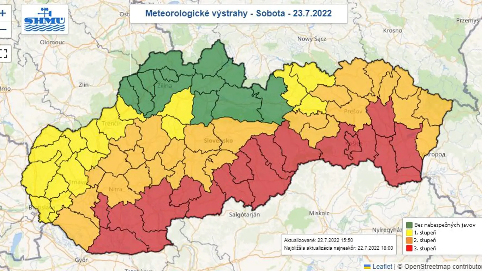 Situácia sa v sobotu ani zďaleka nezlepší.
