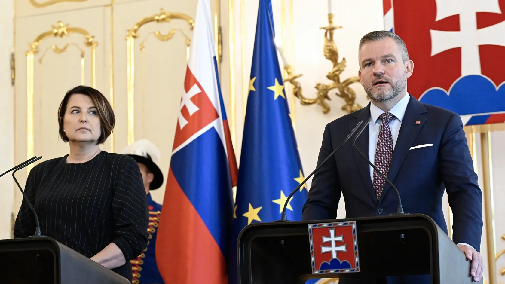 Prezident SR Peter Pellegrini a predsedníčka Súdnej rady SR Marcela Kosová.