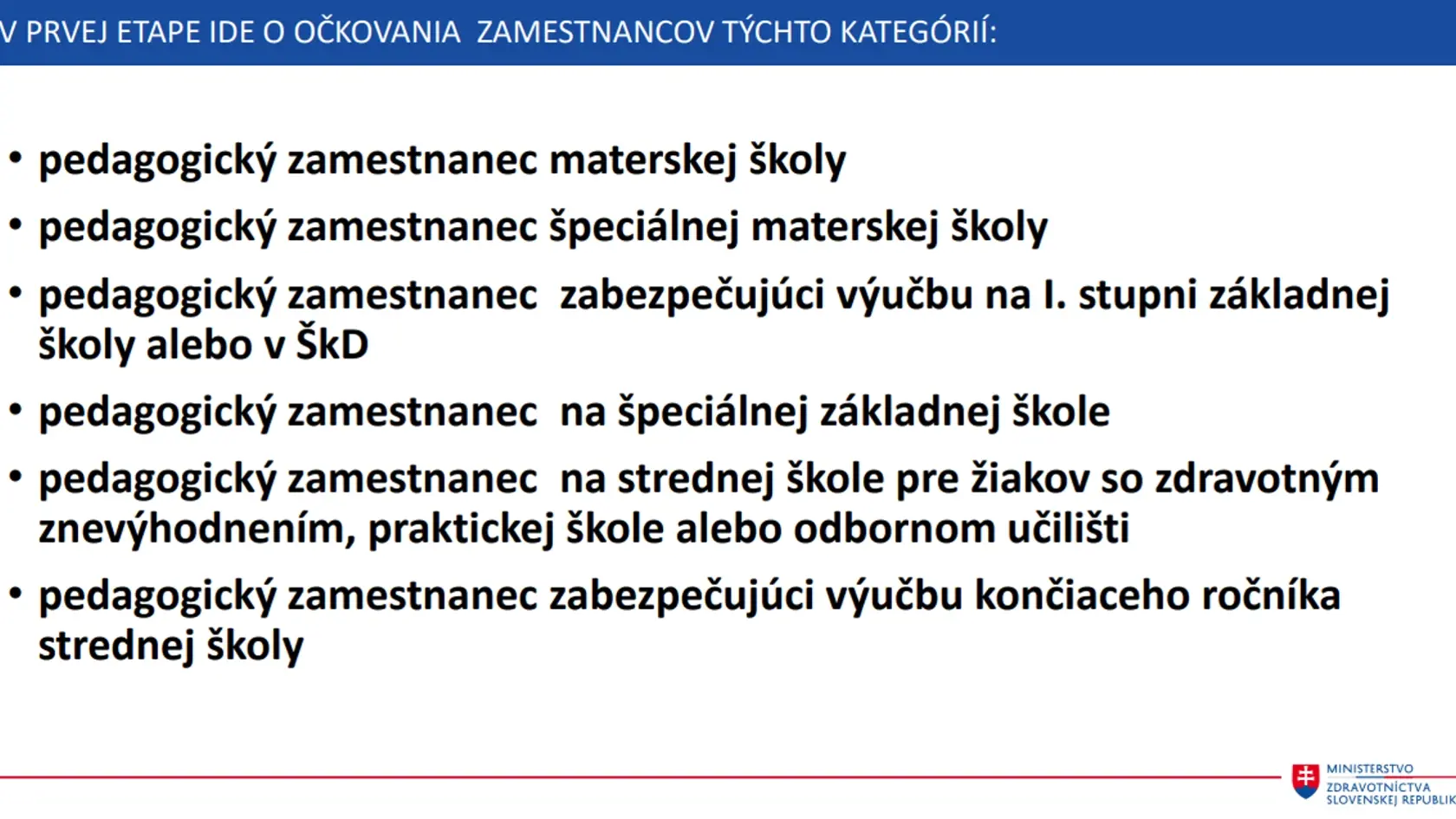 Učiteľov budú očkovať od 13. februára.