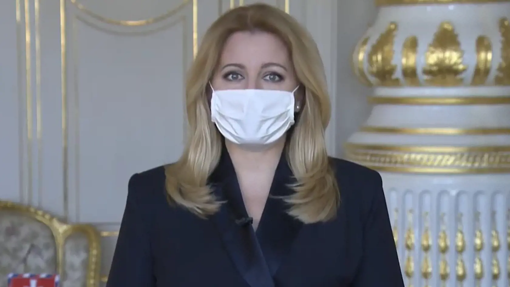 Zuzana Čaputová mala počas svojho prejavu rúško na tvári.