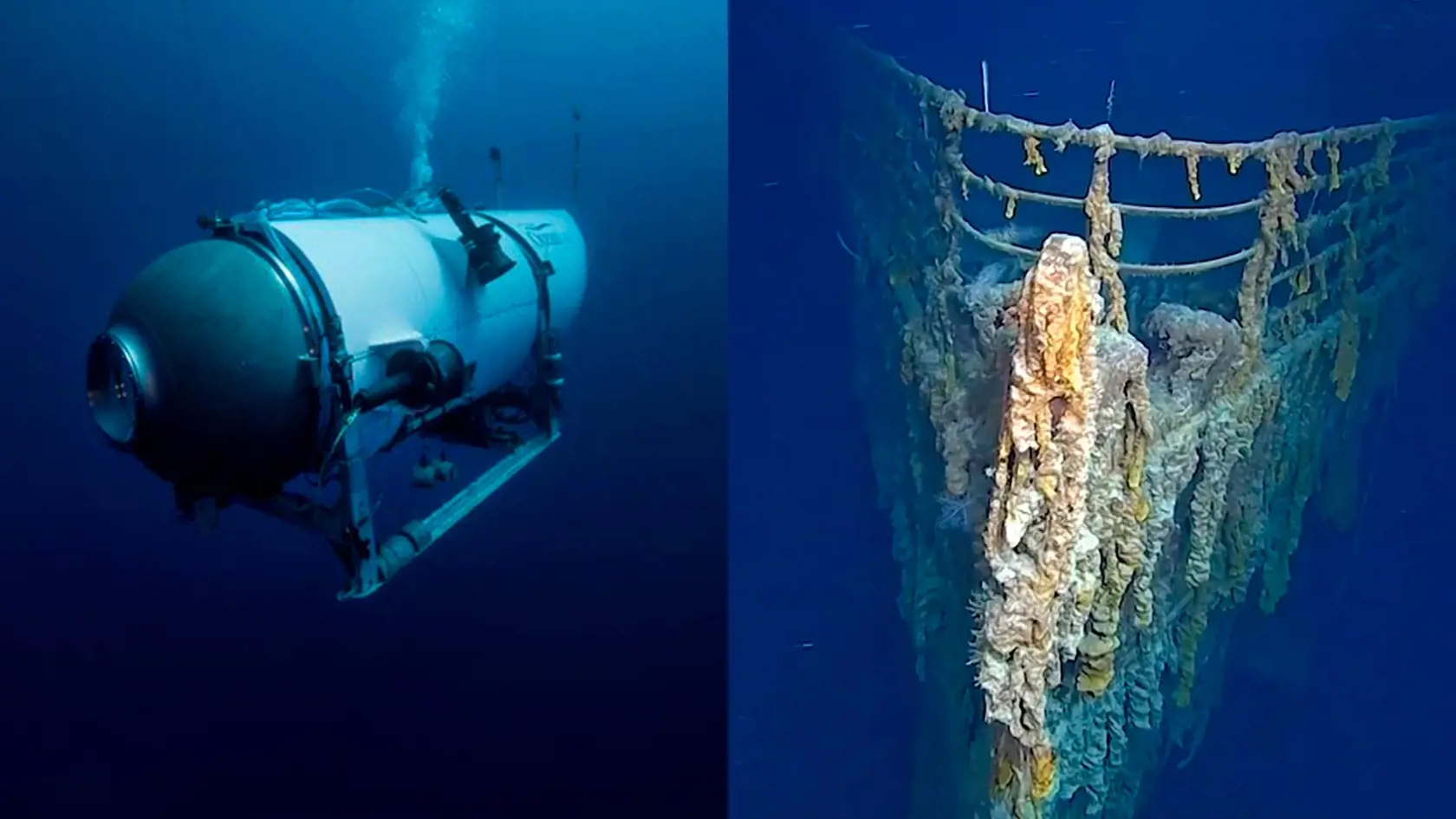 Na nedatovanej snímke vydanej spoločnosťou OceanGate Expeditions malá ponorka Titan.